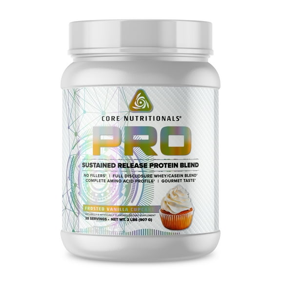 Core Nutritionals Pro Sustained Release Protein Blend, Digestive Enzyme Blend, 25G Protein, Low Carb, 28 Servings (French Vanilla Cupcake)