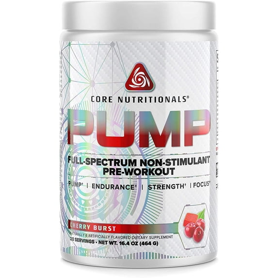 Core Nutritionals Pump Platinum Full-Spectrum Non-Stimulant Pre-Workout 20 Servings (Cherry Burst)