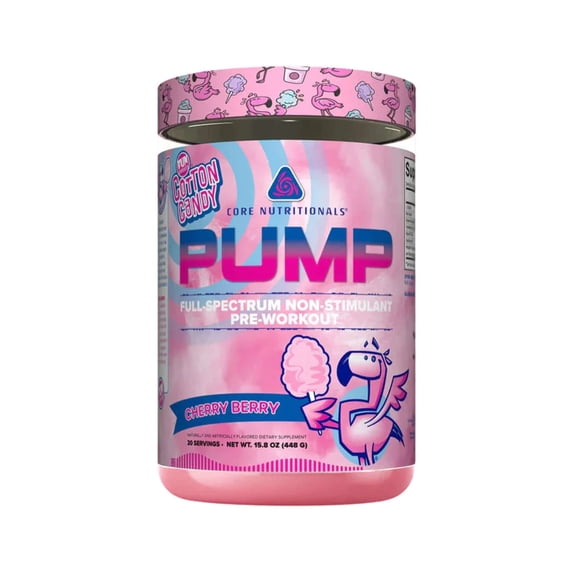 Core Nutritionals Pump Platinum Full-Spectrum Non-Stimulant Pre-Workout 20 Servings (FUN SWEETS - Cherry Berry)