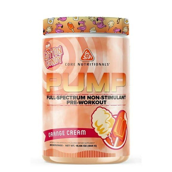 Core Nutritionals Pump Platinum Full-Spectrum Non-Stimulant Pre-Workout 20 Servings (FUN SWEETS - Orange Cream)
