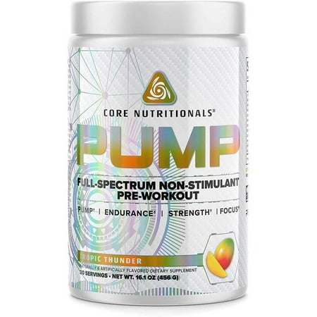Core Nutritionals Pump Platinum Full-Spectrum Non-Stimulant Pre-Workout 20 Servings (Tropic Thunder)