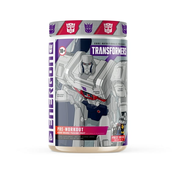 Core Nutritionals | Transformers Energon Pre Workout Nutritional Supplement Formula (Free Prize Inside - Megatron) (20 Servings, Blood Orange Passion Fruit)