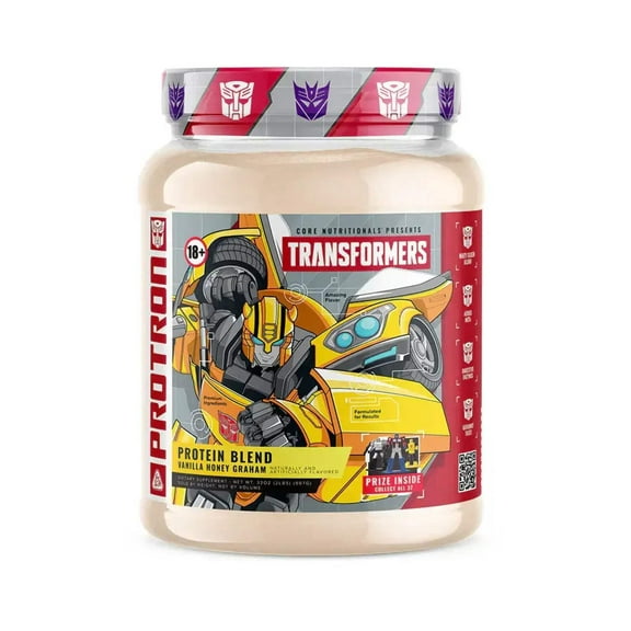 Core Nutritionals | Transformers Protron Protein Blend Nutritional Supplement Formula (Free Prize Inside - Bumblebee) - for Adults Ages 18+ (2 Pounds, Vanilla Honey Graham)