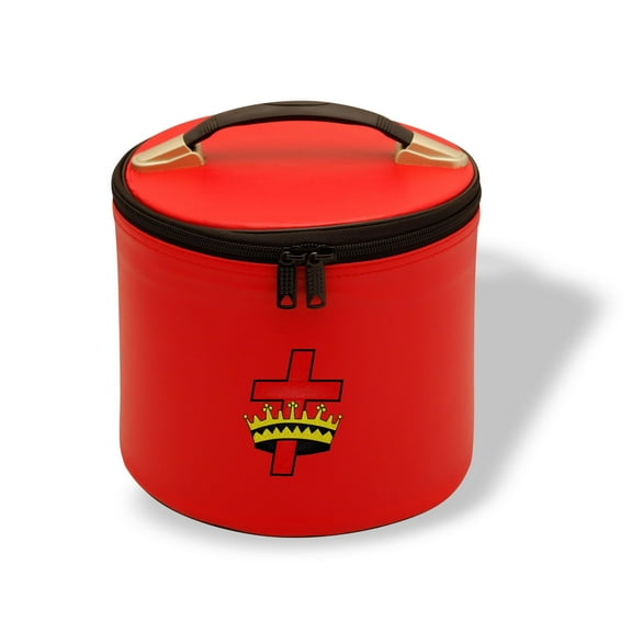 Core Plus Group Deluxe Masonic Fez Cap Case, Imitation Leather, Hat/Cap Storage Box, Display Box for Masonic & Eastern Star Fez Hats, OES Gifts, Sashes & Accessories (Red 21)