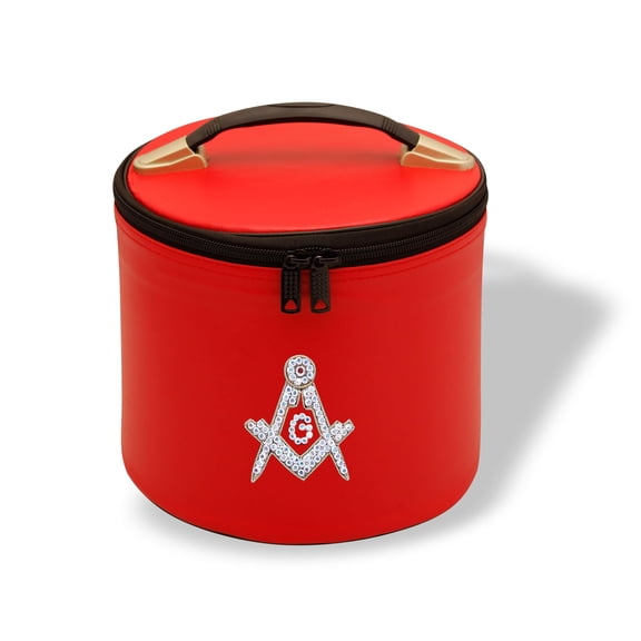 Core Plus Group Deluxe Masonic Fez Cap Case, Imitation Leather, Hat/Cap Storage Box, Display Box for Masonic & Eastern Star Fez Hats, OES Gifts, Sashes & Accessories (Red 6)