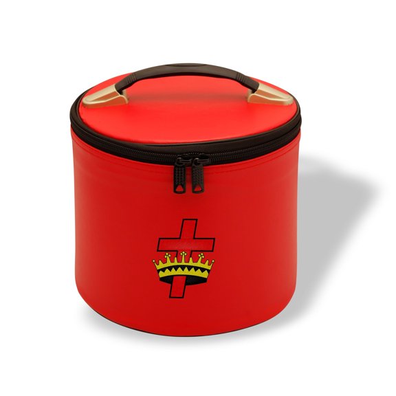 Core Plus Group Deluxe Masonic Fez Cap Case, Imitation Leather, Hat/Cap Storage Box, Display Box for Masonic & Eastern Star Fez Hats, OES Gifts, Sashes & Accessories (Red 21)