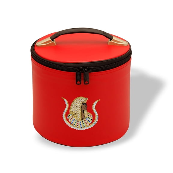 Core Plus Group Deluxe Masonic Fez Cap Case, Imitation Leather, Hat/Cap Storage Box, Display Box for Masonic & Eastern Star Fez Hats, OES Gifts, Sashes & Accessories (Red 5)