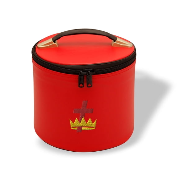Core Plus Group Deluxe Masonic Fez Cap Case, Imitation Leather, Hat/Cap Storage Box, Display Box for Masonic & Eastern Star Fez Hats, OES Gifts, Sashes & Accessories (Red 22)