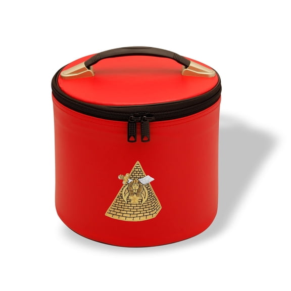 Core Plus Group Deluxe Masonic Fez Cap Case, Imitation Leather, Hat/Cap Storage Box, Display Box for Masonic & Eastern Star Fez Hats, OES Gifts, Sashes & Accessories (Red 4)