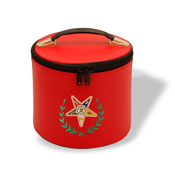 Core Plus Group Deluxe Masonic Fez Cap Case, Imitation Leather, Hat/Cap Storage Box, Display Box for Masonic & Eastern Star Fez Hats, OES Gifts, Sashes & Accessories (Red 14)