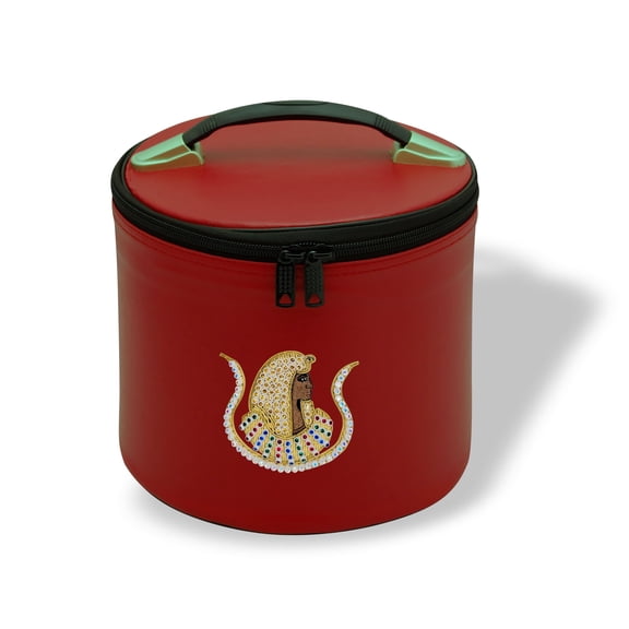 Core Plus Group Hand Embroidery Daughters of ISIS Rhinestone Fez Case, Deluxe Masonic Fez Cap Case, Imitation Leather, Hat/Cap Storage Box, Display Box for Masonic & Eastern Star Fez Hats