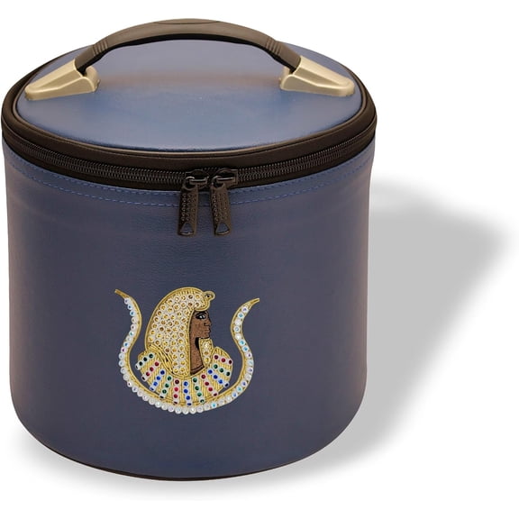 Core Plus Group Hand Embroidery Daughters of ISIS Rhinestone Fez Case,Deluxe Masonic Fez Cap Case, Imitation Leather, Hat/Cap Storage Box, Display Box for Masonic & Eastern Star Fez Hats