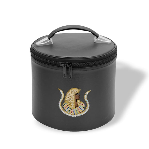 Core Plus Group Hand Embroidery Daughters of ISIS Rhinestone Fez Case, Deluxe Masonic Fez Cap Case, Imitation Leather, Hat/Cap Storage Box, Display Box for Masonic & Eastern Star Fez Hats