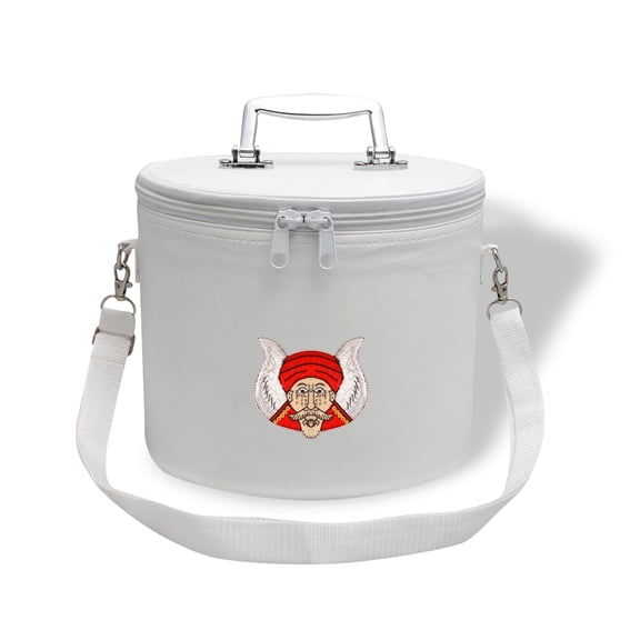 Core Plus Group Hand Embroidery Gruto Fez Case, Deluxe Masonic Fez Cap Case with Strap, Imitation Leather, Hat/Cap Storage Box, Display Box for Masonic & Eastern Star Fez Hats