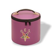 Core Plus Group Hand Embroidery O.E.S Rhinestone Star with Curved Rhinestone Letters Fez Case, Deluxe Masonic Fez Cap Case, Imitation Leather, Display Box for Masonic & Eastern Star Fez Hats