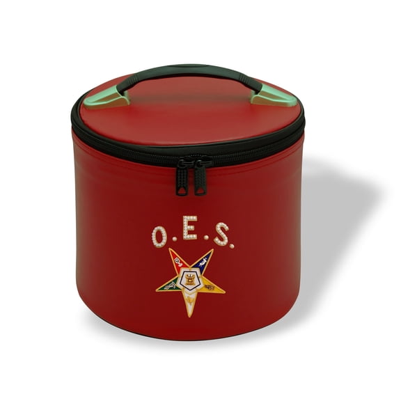 Core Plus Group Hand Embroidery O.E.S Star with Curved Rhinestone Fez Case, Deluxe Masonic Fez Cap Case, Imitation Leather, Hat/Cap Storage Box, Display Box for Masonic & Eastern Star Fez Hats