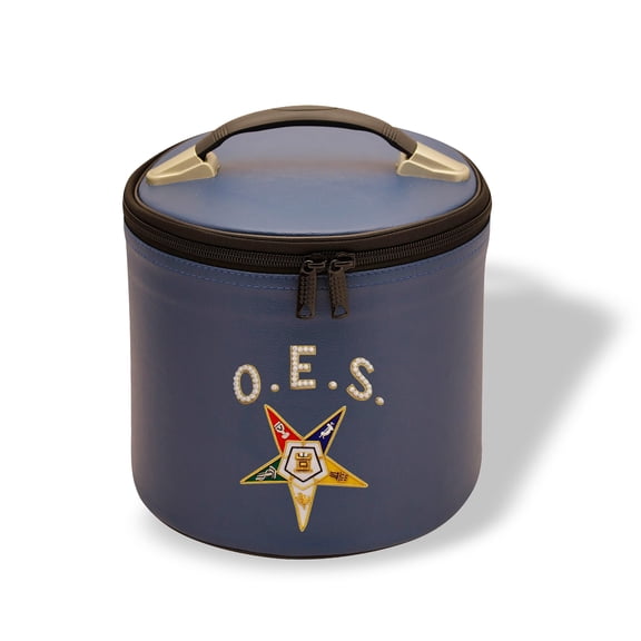 Core Plus Group Hand Embroidery O.E.S Star with Curved Rhinestone Letters Fez Case,Deluxe Masonic Fez Cap Case, Imitation Leather, Hat/Cap Storage Box, Display Box for Masonic & Eastern Star Fez Hats