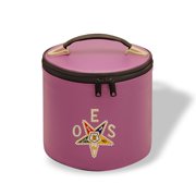 Core Plus Group Hand Embroidery OES Rhinestone Star & Letters Fez Case, Deluxe Masonic Fez Cap Case, Imitation Leather, Hat/Cap Storage Box, Display Box for Masonic & Eastern Star Fez Hats