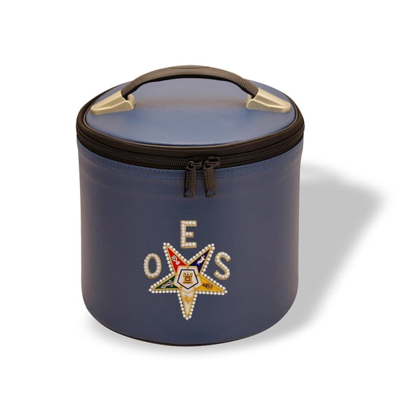 Core Plus Group Hand Embroidery OES Rhinestone Star & Letters Fez Case, Imitation Leather, Hat/Cap Storage Box, Display Box for Masonic & Eastern Star Fez Hats