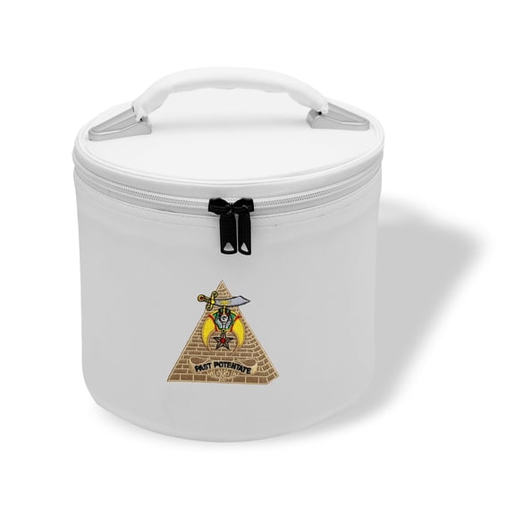 Core Plus Group Hand Embroidery Pyramid Fez Case, Deluxe Masonic Fez Cap Case, Imitation Leather, Hat/Cap Storage Box, Display Box for Masonic & Eastern Star Fez Hats, Sashes & Accessories