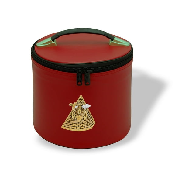 Core Plus Group Hand Embroidery Pyramid Fez Case, Deluxe Masonic Fez Cap Case, Imitation Leather, Hat/Cap Storage Box, Display Box for Masonic & Eastern Star Fez Hats, Sashes & Accessories