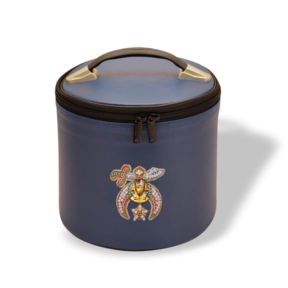 Core Plus Group Hand Embroidery Shriner Rhinestone Fez Case ,Deluxe Masonic Fez Cap Case, Imitation Leather, Hat/Cap Storage Box, Display Box for Masonic & Eastern Star Fez Hats, Sashes & Accessories