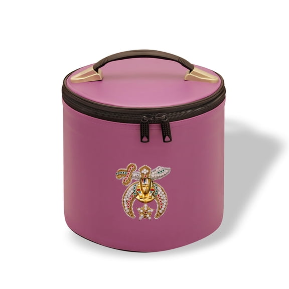 Core Plus Group Hand Embroidery Shriner Rhinestone Fez Case, Deluxe Masonic Fez Cap Case, Imitation Leather, Hat/Cap Storage Box, Display Box for Masonic & Eastern Star Fez Hats, Sashes & Accessories