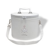 Core Plus Group Hand Embroidery Square, Compass, G with Key Rhinestone Fez Case, Deluxe Masonic Fez Cap Case with Strap, Imitation Leather, Display Box for Masonic & Eastern Star Fez Hats