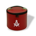 thumbnail image 1 of Core Plus Group Hand Embroidery Square, Compass & G Rhinestone Fez Case, Deluxe Masonic Fez Cap Case, Imitation Leather, Hat/Cap Storage Box, Display Box for Masonic & Eastern Star Fez Hats, 1 of 5