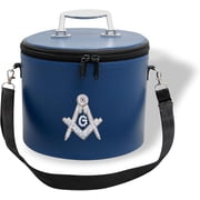 Core Plus Group Hand Embroidery Square, Compass & G Rhinestone Fez Case,Deluxe Masonic Fez Cap Case with Strap, Imitation Leather, Hat/Cap Storage Box, Display Box for Masonic & Eastern Star Fez Hats