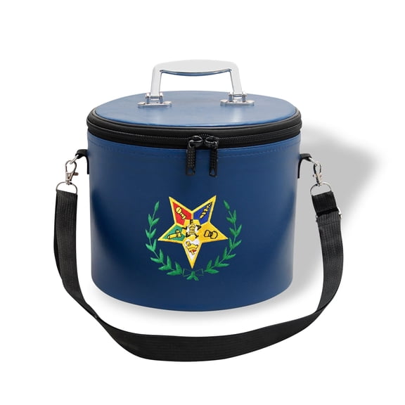 Core Plus Group Machine Embroidery Gren Wreath & OCS Star Fez Case,Deluxe Masonic Fez Cap Case with Strap, Imitation Leather, Display Box for Masonic & Eastern Star Fez Hats