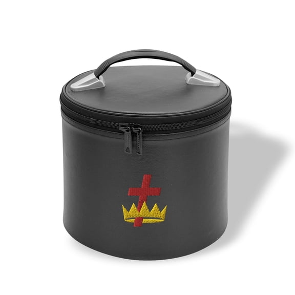 Core Plus Group Machine Embroidery Knight Templar Fez Case, Deluxe Masonic Fez Cap Case, Imitation Leather, Display Box for Masonic & Eastern Star Fez Hats,OES Gifts, Sashes & Accessories