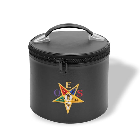 Core Plus Group Machine Embroidery O.E.S Star Fez Case, Deluxe Masonic Fez Cap Case, Imitation Leather, Hat/Cap Storage Box, Display Box for Masonic & Eastern Star Fez Hats, Sashes & Accessories