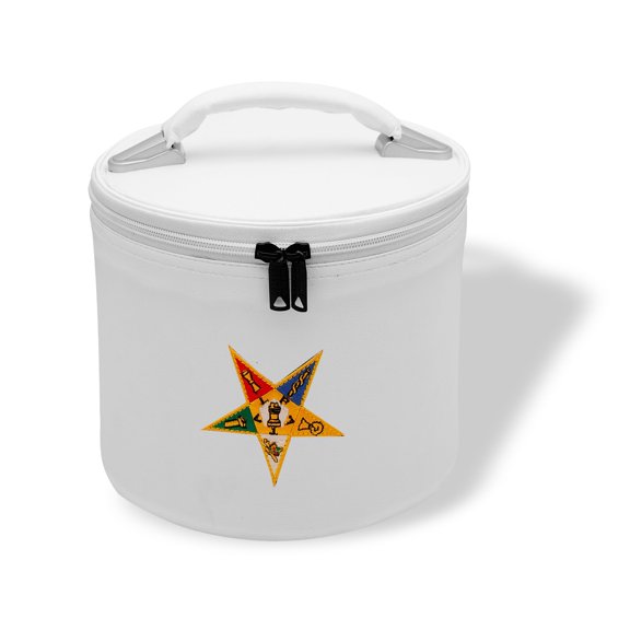 Core Plus Group Machine Embroidery OES Star Fez Case, Deluxe Masonic Fez Cap Case, Imitation Leather, Hat/Cap Storage Box, Display Box for Masonic & Eastern Star Fez Hats