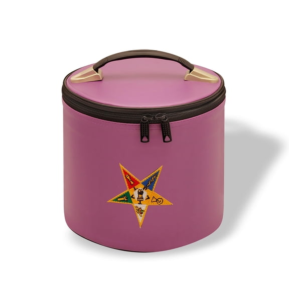 Core Plus Group Machine Embroidery OES Star Fez Case, Deluxe Masonic Fez Cap Case, Imitation Leather, Hat/Cap Storage Box, Display Box for Masonic & Eastern Star Fez Hats