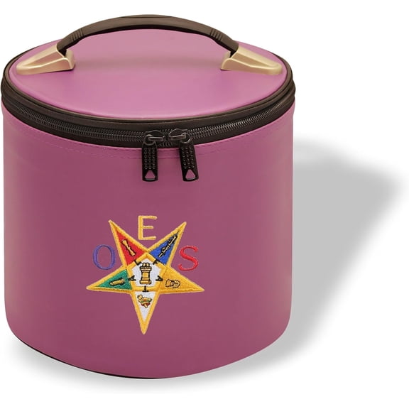 Core Plus Group Mahcine Embroidery Curved Gold OES Letters, Star and Green Wreath, Deluxe Masonic Fez Cap Case, Imitation Leather, Display Box for Masonic & Eastern Star Fez Hats