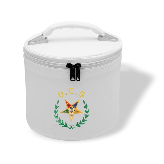 Core Plus Group Mahcine Embroidery Curved Gold OES Letters, Star and Green Wreath, Deluxe Masonic Fez Cap Case, Imitation Leather, Display Box for Masonic & Eastern Star Fez Hats