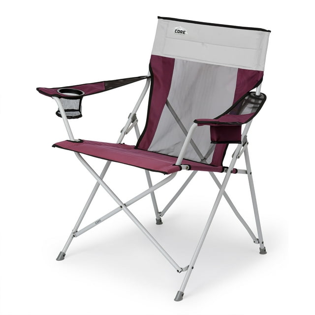 Core Portable Outdoor Camping Folding Chair with Carrying Storage Bag, Wine