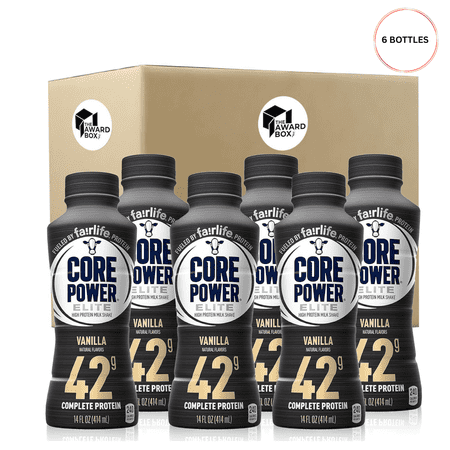 Core Power Elite Failrlife High Protein Shakes 42 Grams 14 Oz. in The Award Box Packaging Vanilla, 6 Bottles