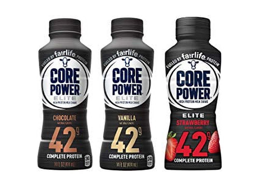 Core Power Elite High Protein Shake (42g), 3 Flavor Variety, Ready To Drink for Workout Recovery, 14 Fl Oz Bottles (Pack of 6)