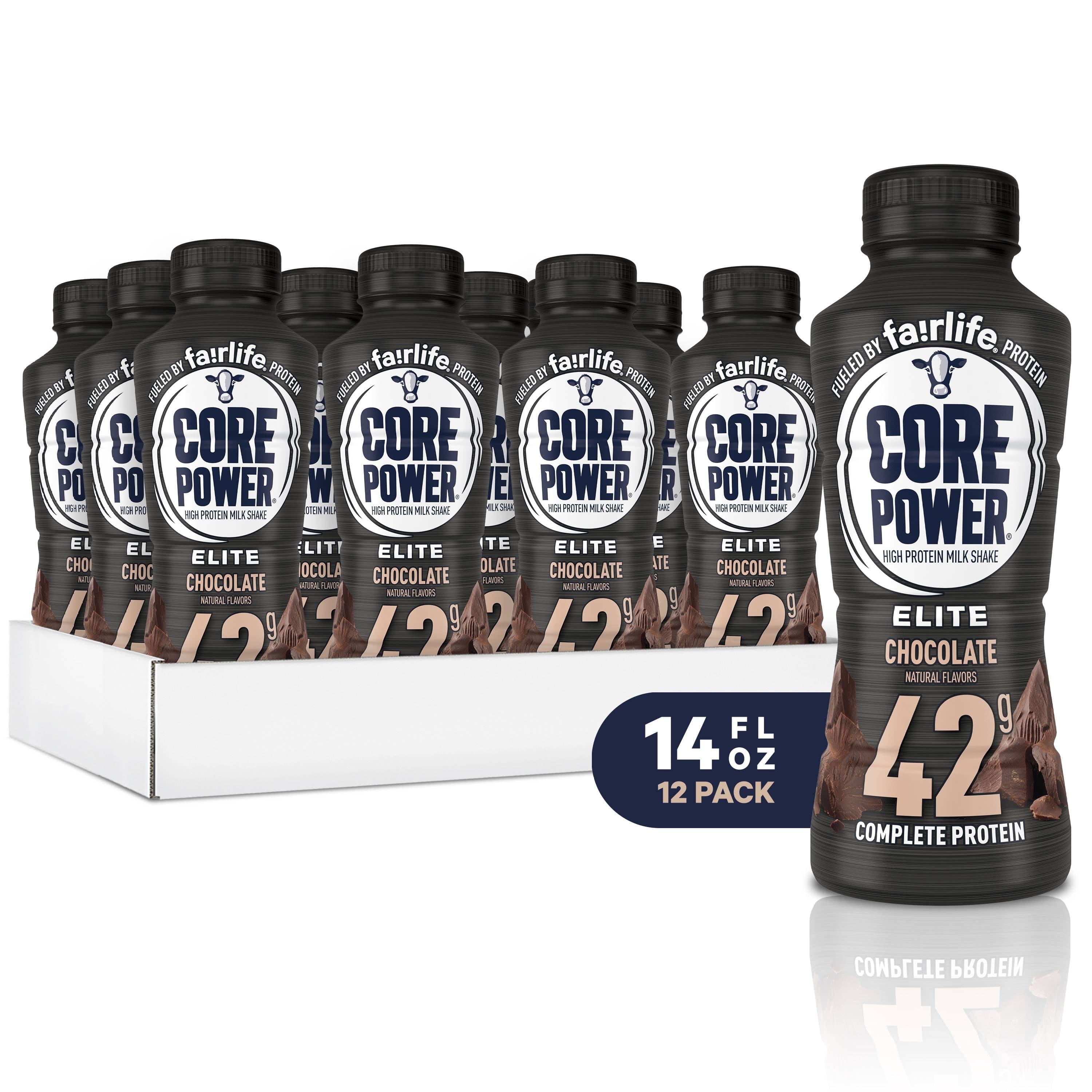 Core Power Elite High Protein Shake with 42g Protein by fairlife, Chocolate, 14 fl oz, 12 count