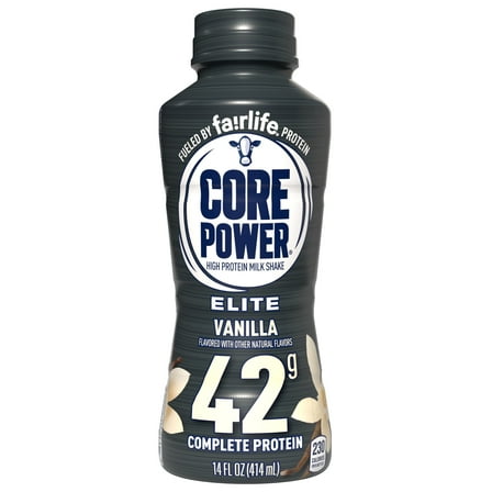 Core Power Elite High Protein Shake with 42g Protein by fairlife Milk, Vanilla, 14 fl oz