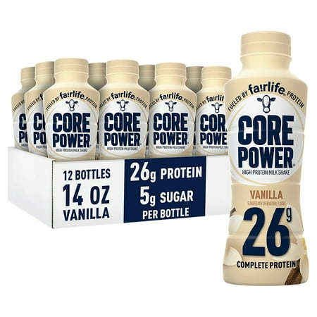 Core Power Fairlife Core Power High Protein Milk Shake, Vanilla, 14 Fl Oz (Pack of 12)