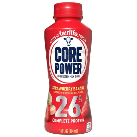 Core Power Protein Shake with 26g Protein by fairlife Milk, Strawberry Banana, 14 fl oz
