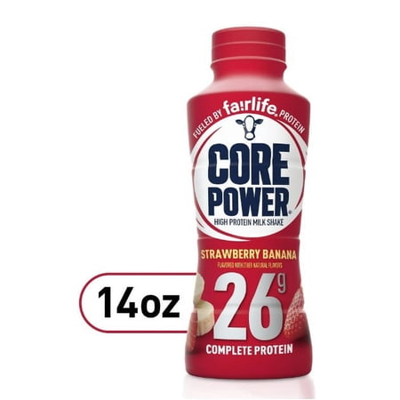 Core Power Protein Shake with 26g Protein by fairlife Milk, Strawberry Banana, 14 fl oz