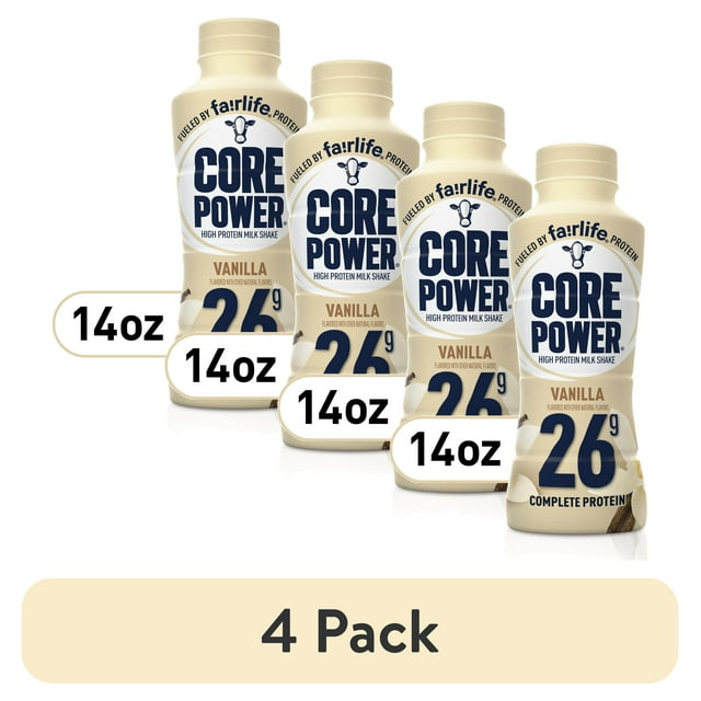 (4 pack) Core Power Protein Shake with 26g Protein by fairlife Milk
