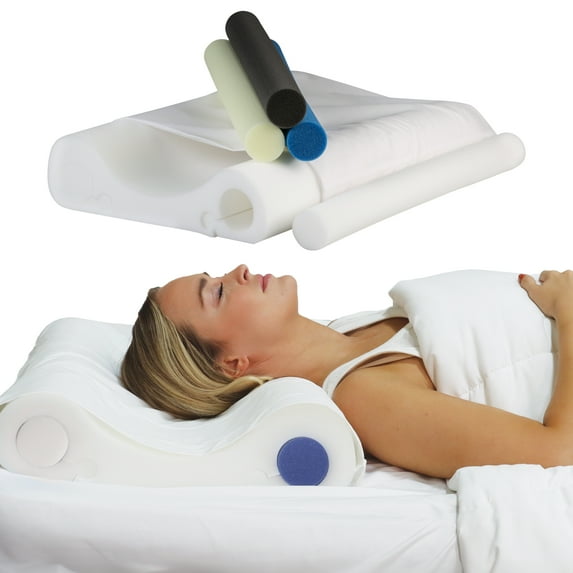 Core Products Double Core Select Cervical Pillow – Orthopedic Neck Support with 4 Adjustable Rolls for Pain Relief, Alignment & Posture – Contoured for Side & Back Sleepers – Assembled in USA