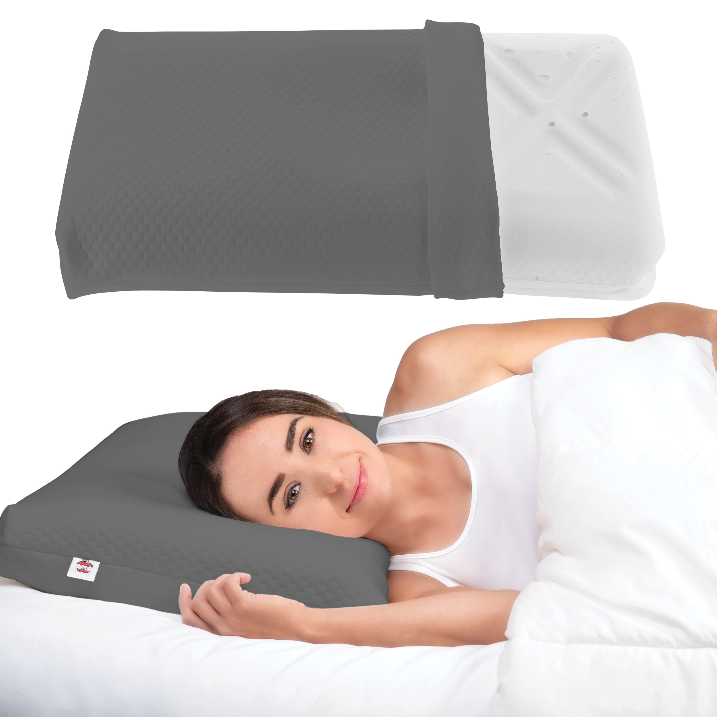 Core Products Extra Firm Tri-Core Ultimate Cervical Pillow for Neck Pain, Orthopedic Contour Support- Full Size, Gray