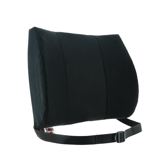 Core Products Sitback Rest Cushion Lumbar Support for Lower Back & Office Chair, Adjustable Strap Contoured Foam, Black - 13" x 14" x 5"