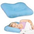thumbnail image 1 of Core Products Tri-Core Cervical Support Pillow – Gentle (Medium Firmness) Orthopedic Neck Pillow for Pain Relief, Back and Side Sleepers – Ergonomic Contour Pillow – Assembled in USA, Midsize, Blue, 1 of 7